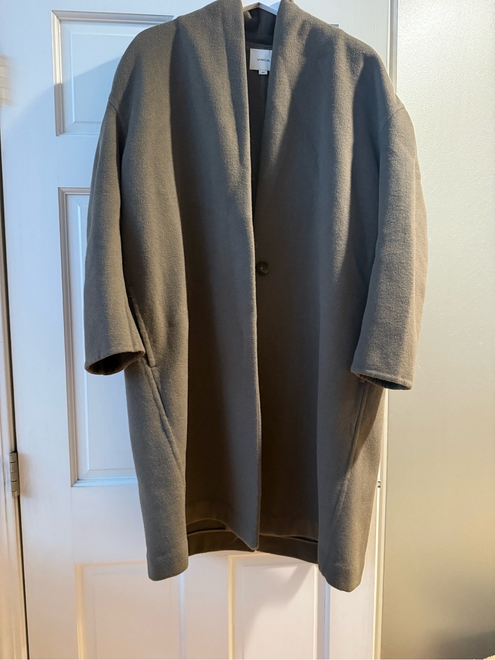Vince Taupe Wool Open-Front Coat